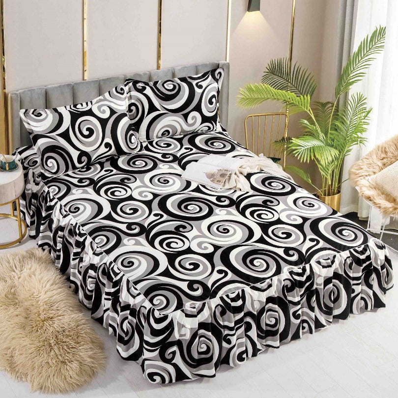 Cearceaf de Pat Bumbac Finet cu Volanas – 3 Piese | Eleganta si Confort in Dormitorul Tau | COD 1045-J
